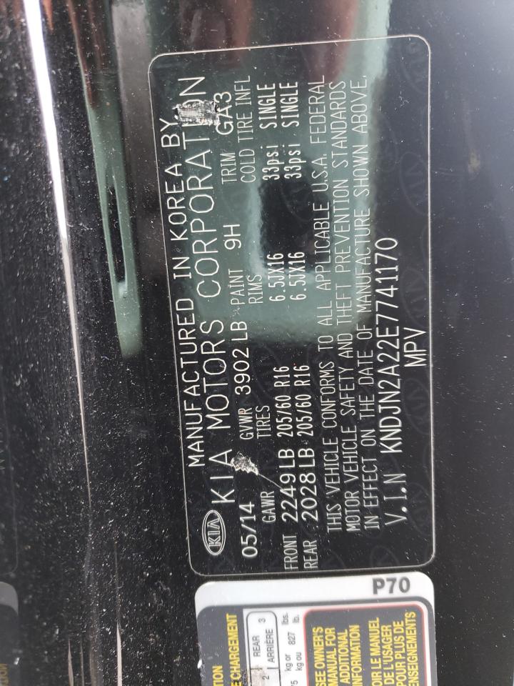 Photo 10 from auction – 2014 KIA SOUL with VIN KNDJN2A22E7741170