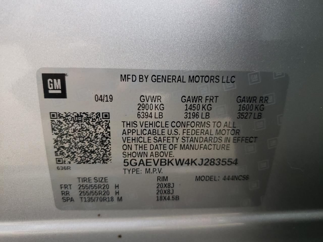 Photo 10 from auction – 2019 BUICK ENCLAVE PR with VIN 5GAEVBKW4KJ283554