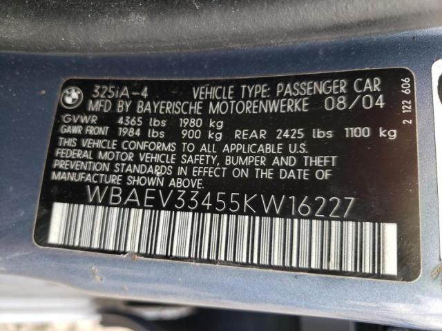 Photo 10 from auction – 2005 BMW 325 I with VIN WBAEV33455KW16227
