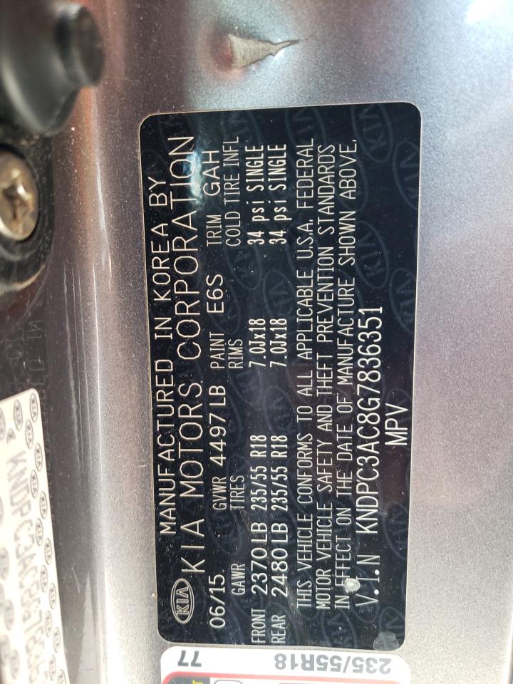 Photo 10 from auction – 2016 KIA SPORTAGE E with VIN KNDPC3AC8G7836351