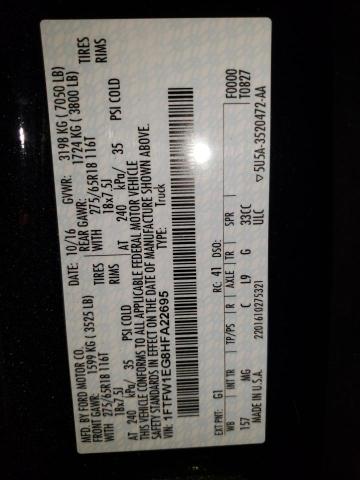 Photo 10 from auction – 2017 FORD F150 SUPER with VIN 1FTFW1EG8HFA22695