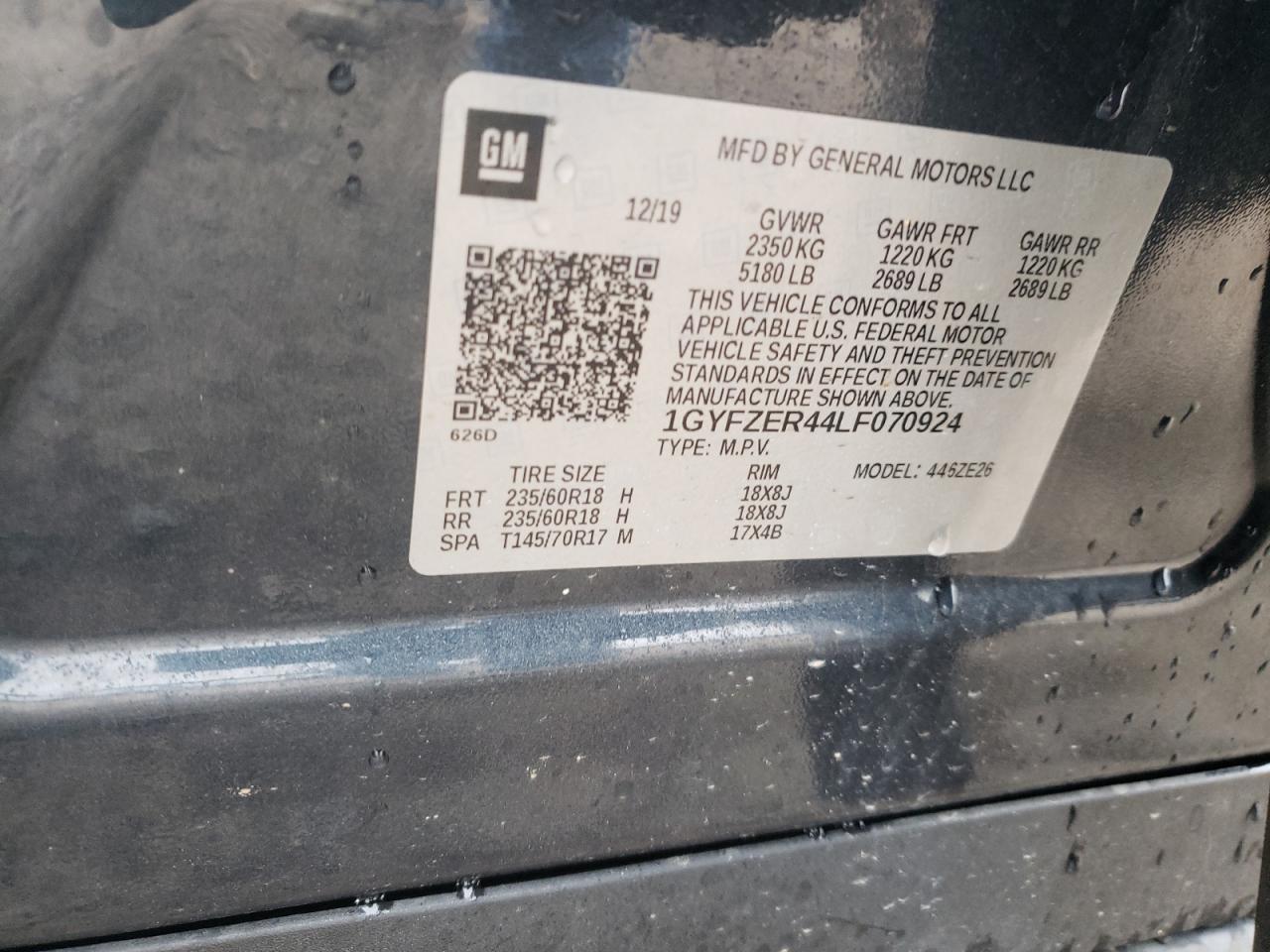 Photo 10 from auction – 2020 CADILLAC XT4 SPORT with VIN 1GYFZER44LF070924