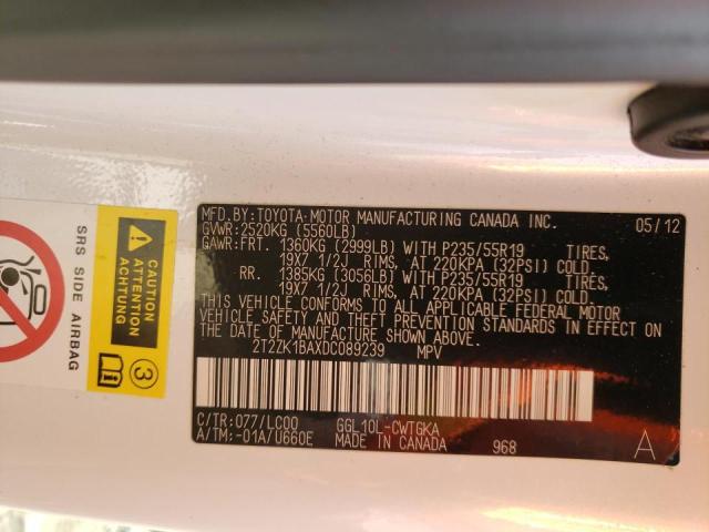 Photo 10 from auction – 2013 LEXUS RX 350 with VIN 2T2ZK1BAXDC089239