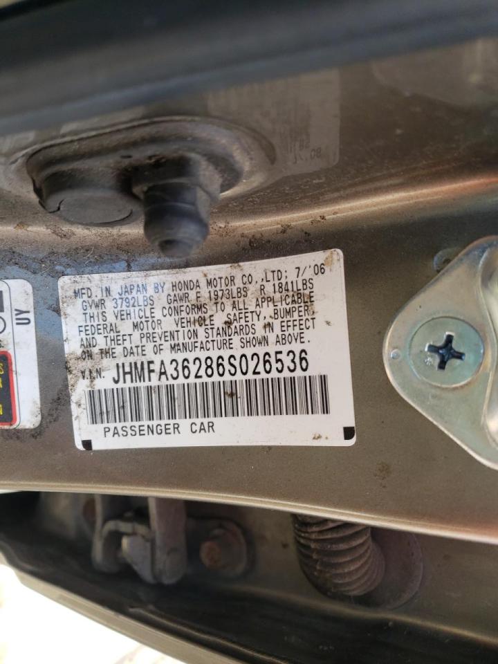 Photo 10 from auction – 2006 HONDA CIVIC HYBR with VIN JHMFA36286S026536