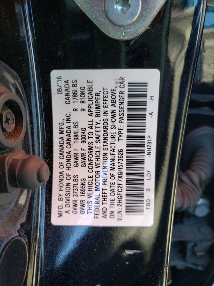 Photo 10 from auction – 2016 HONDA CIVIC EX with VIN 2HGFC2F7XGH573626