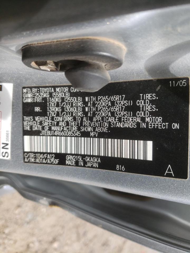 Photo 10 from auction – 2006 TOYOTA 4RUNNER SR with VIN JTEBU14R660085345