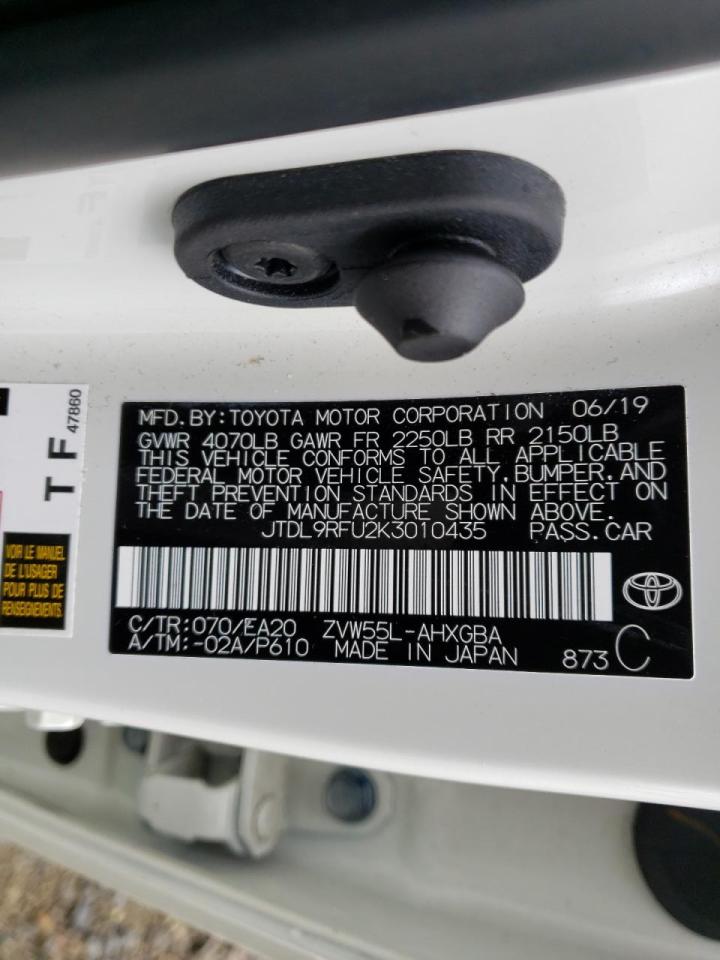 Photo 10 from auction – 2019 TOYOTA PRIUS with VIN JTDL9RFU2K3010435