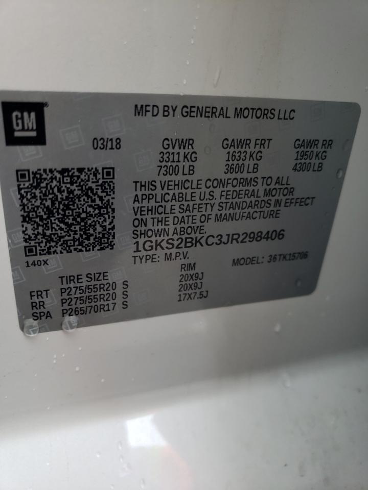 Photo 10 from auction – 2018 GMC YUKON SLT with VIN 1GKS2BKC3JR298406