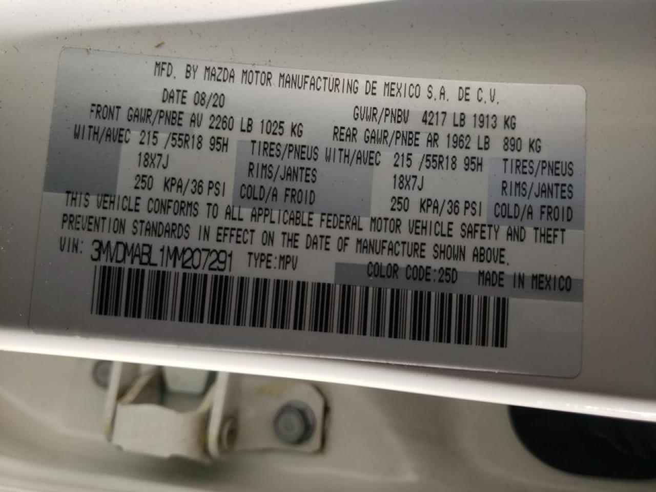Photo 10 from auction – 2021 MAZDA CX-30 SELE with VIN 3MVDMABL1MM207291