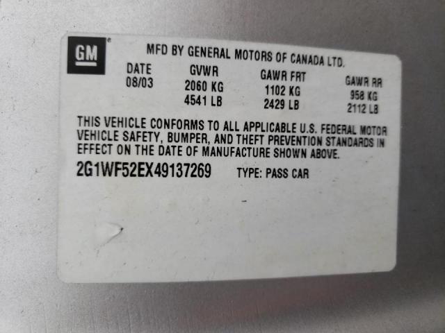 Photo 10 from auction – 2004 CHEVROLET IMPALA with VIN 2G1WF52EX49137269