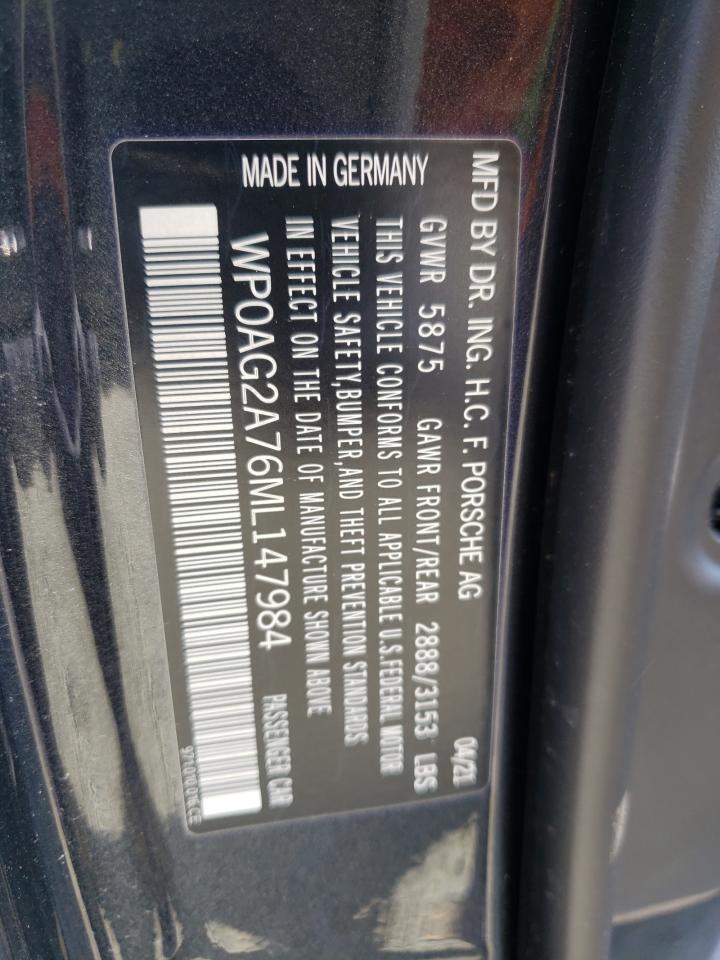 Photo 10 from auction – 2021 PORSCHE PANAMERA G with VIN WP0AG2A76ML147984