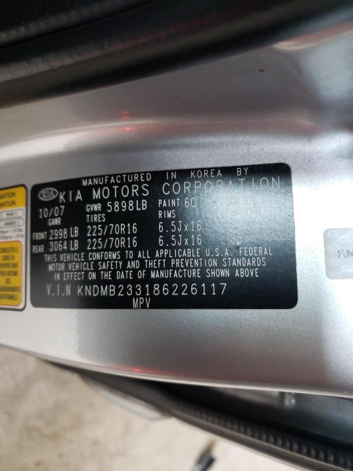 Photo 10 from auction – 2008 KIA SEDONA EX with VIN KNDMB233186226117