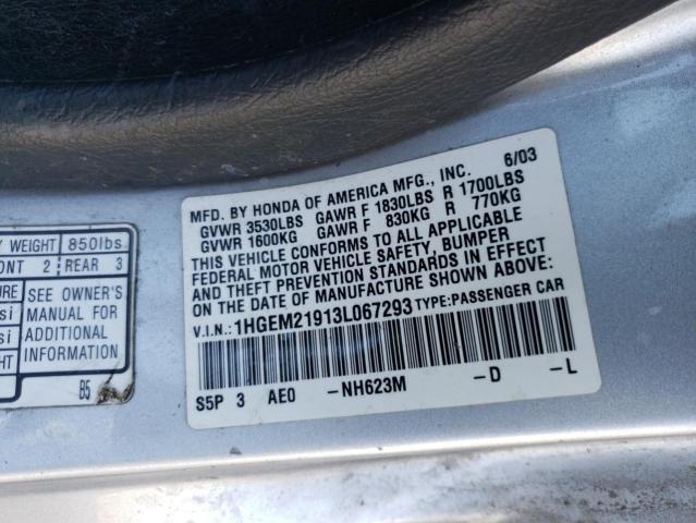 Photo 10 from auction – 2003 HONDA CIVIC EX with VIN 1HGEM21913L067293