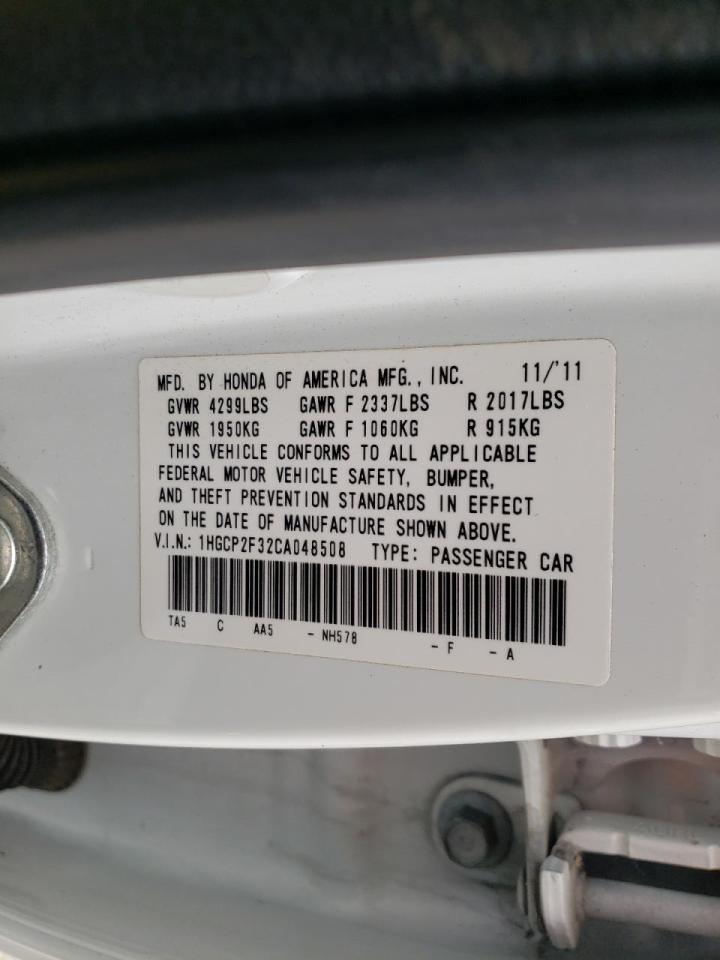 Photo 10 from auction – 2012 HONDA ACCORD LX with VIN 1HGCP2F32CA048508