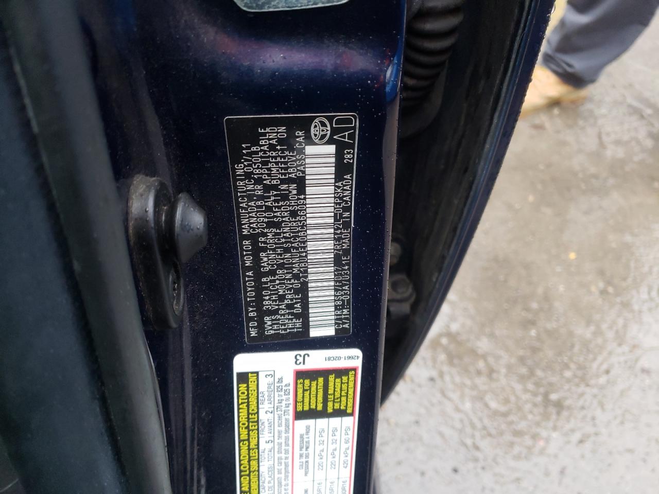 Photo 10 from auction – 2011 TOYOTA COROLLA BA with VIN 2T1BU4EE0BC566094