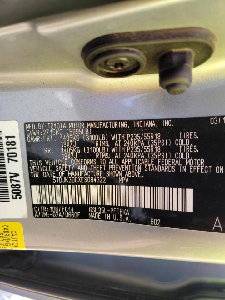 Photo 10 from auction – 2014 TOYOTA SIENNA LE with VIN 5TDJK3DCXES084322