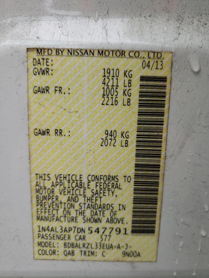 Photo 10 from auction – 2013 NISSAN ALTIMA 2.5 with VIN 1N4AL3AP7DN547791