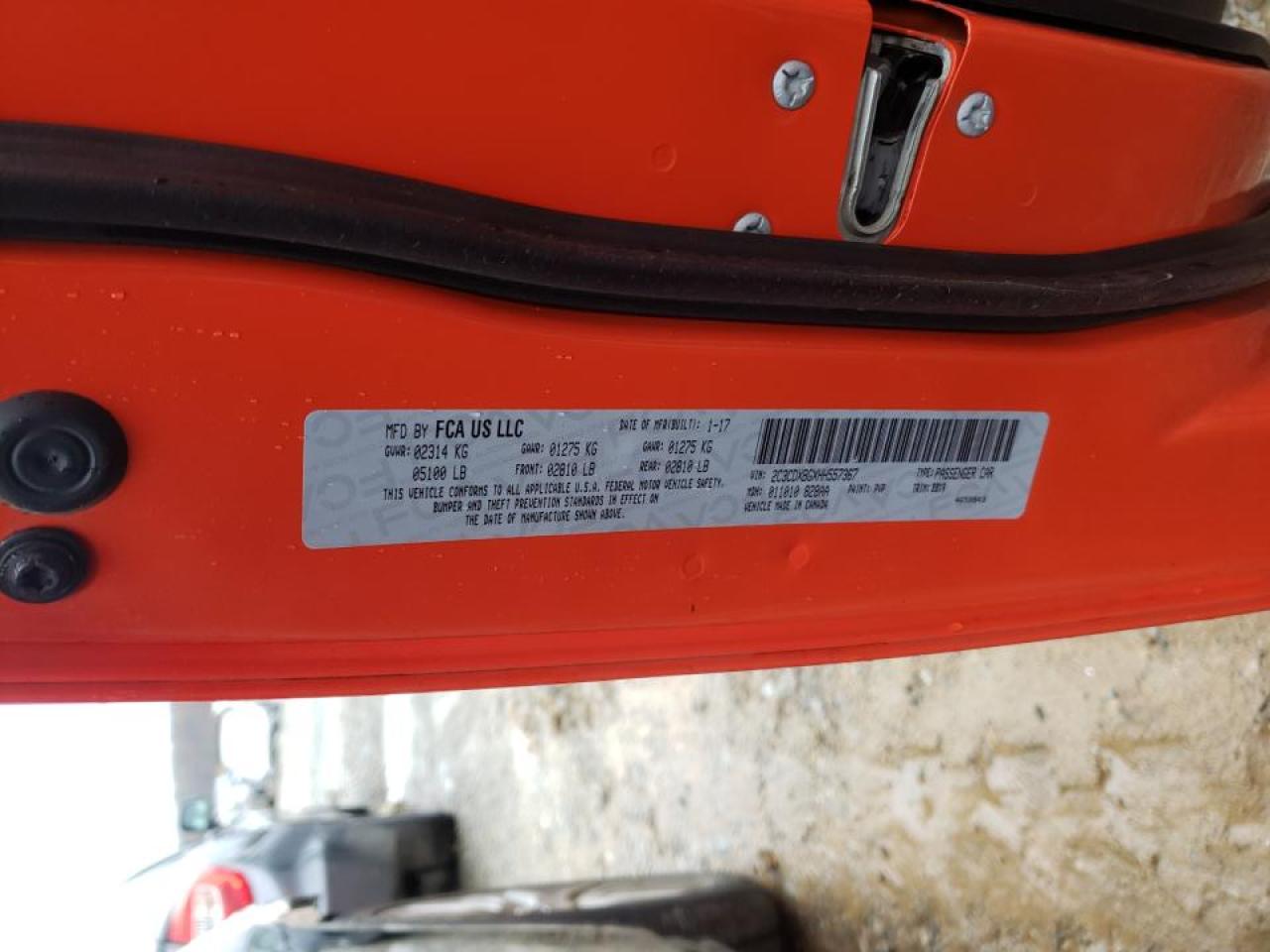 Photo 10 from auction – 2017 DODGE CHARGER SE with VIN 2C3CDXBGXHH557367