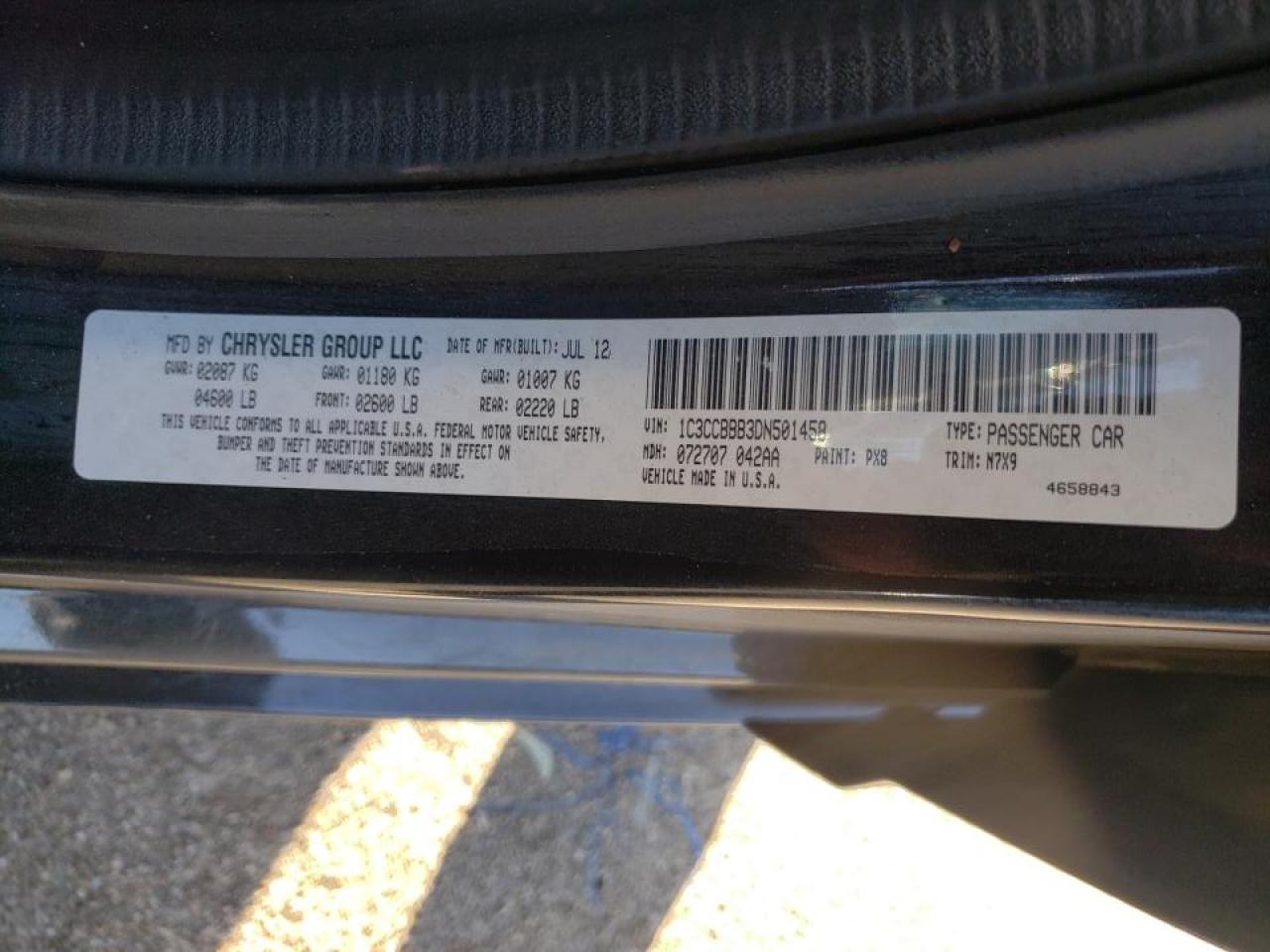Photo 10 from auction – 2013 CHRYSLER 200 TOURIN with VIN 1C3CCBBB3DN501458