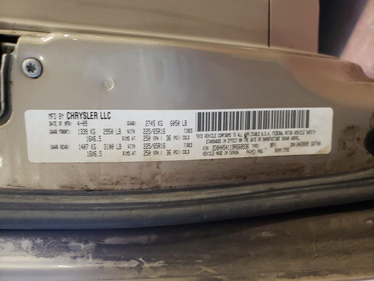 Photo 10 from auction – 2009 DODGE GRAND CARA with VIN 2D8HN54119R669936