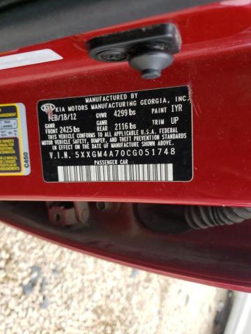 Photo 10 from auction – 2012 KIA OPTIMA LX with VIN 5XXGM4A70CG051748