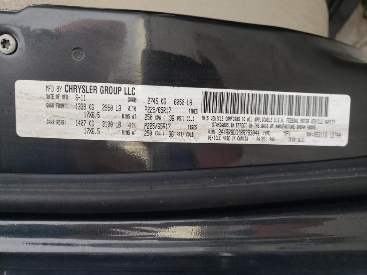 Photo 10 from auction – 2011 CHRYSLER TOWN & COU with VIN 2A4RR8DG1BR783044