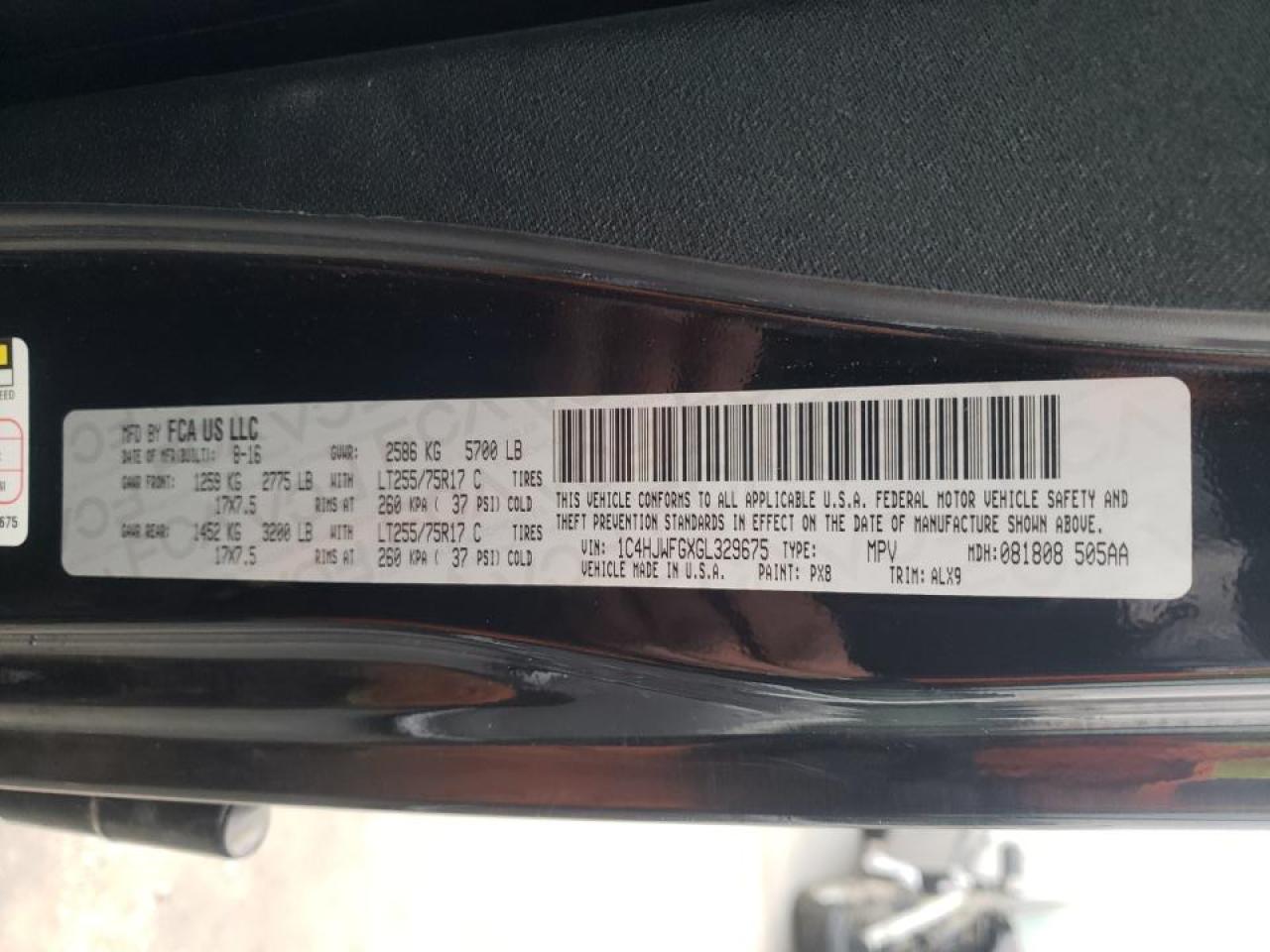 Photo 10 from auction – 2016 JEEP WRANGLER U with VIN 1C4HJWFGXGL329675