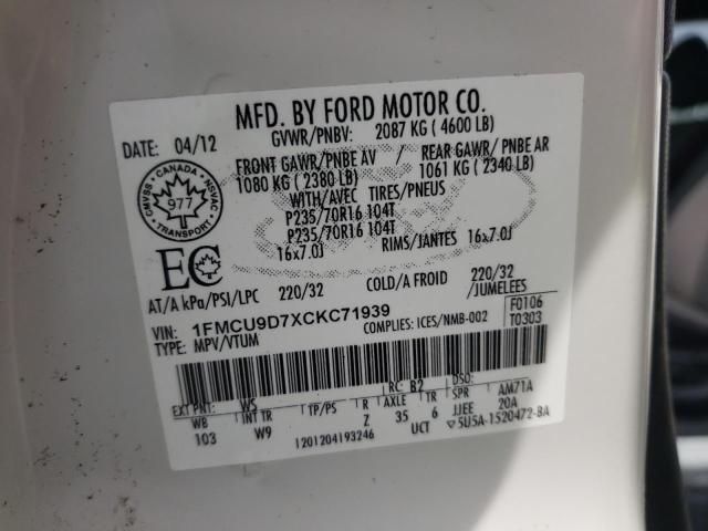 Photo 10 from auction – 2012 FORD ESCAPE XLT with VIN 1FMCU9D7XCKC71939