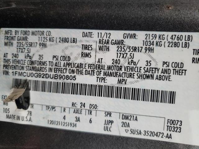 Photo 10 from auction – 2013 FORD ESCAPE SE with VIN 1FMCU0G92DUB90805