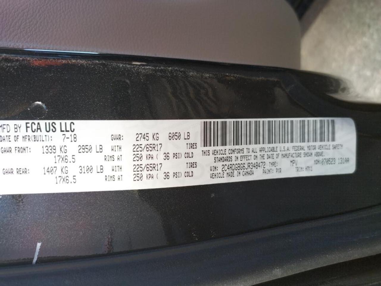 Photo 10 from auction – 2018 DODGE GRAND CARA with VIN 2C4RDGBG6JR348472