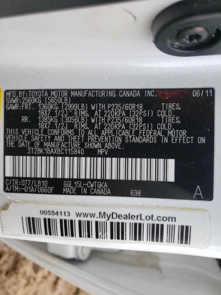 Photo 10 from auction – 2011 LEXUS RX 350 with VIN 2T2BK1BAXBC115840