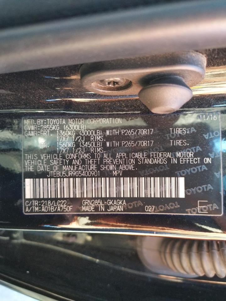 Photo 10 from auction – 2016 TOYOTA 4RUNNER SR with VIN JTEBU5JR9G5400901