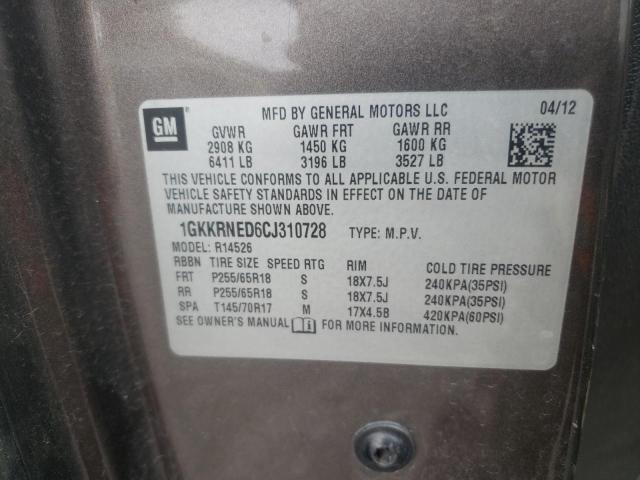 Photo 10 from auction – 2012 GMC ACADIA SLE with VIN 1GKKRNED6CJ310728