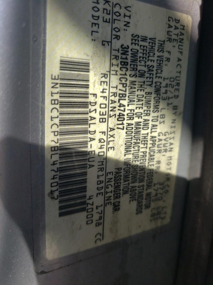 Photo 10 from auction – 2011 NISSAN VERSA S with VIN 3N1BC1CP7BL474017