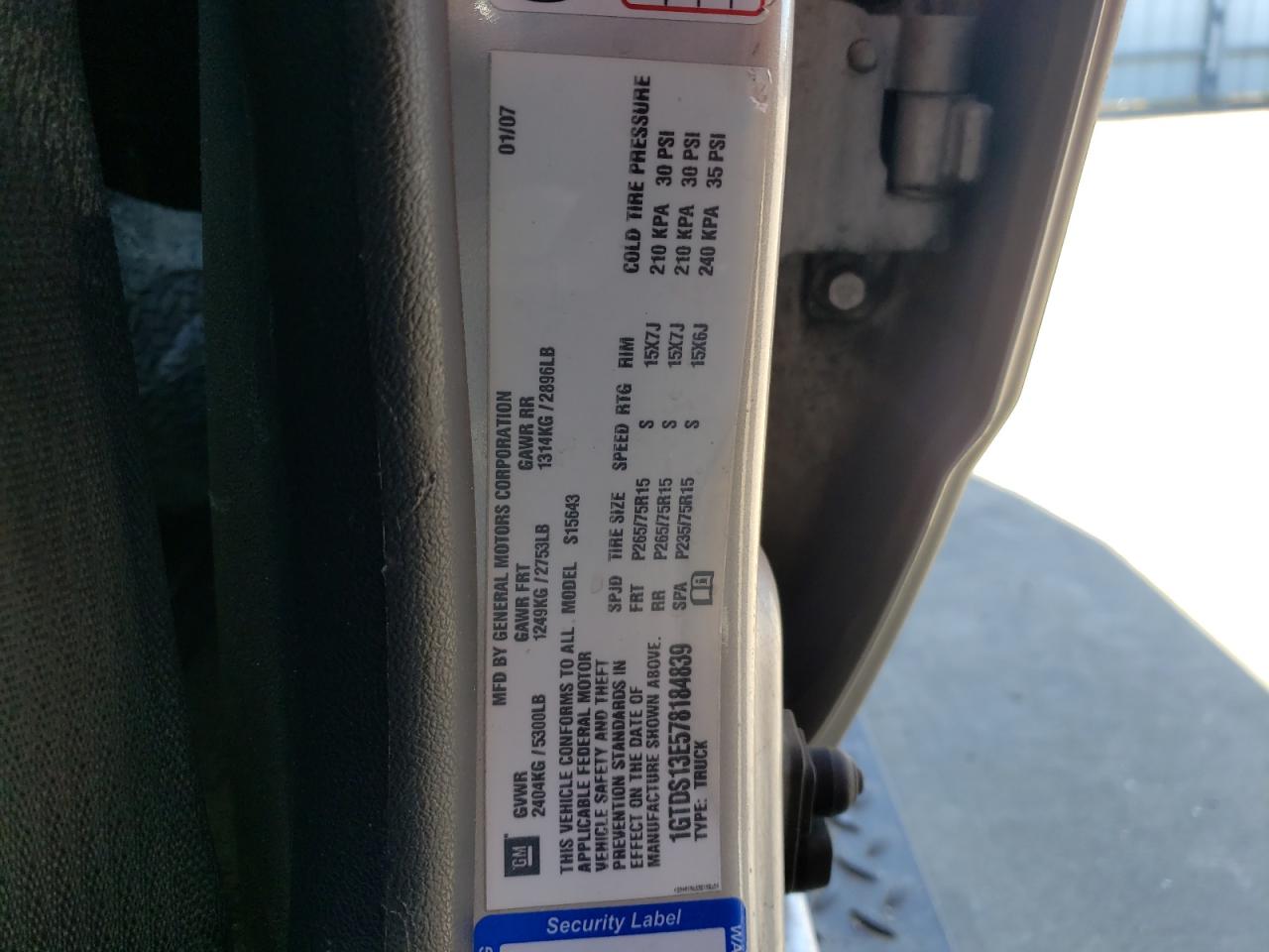 Photo 10 from auction – 2007 GMC CANYON with VIN 1GTDS13E578184839