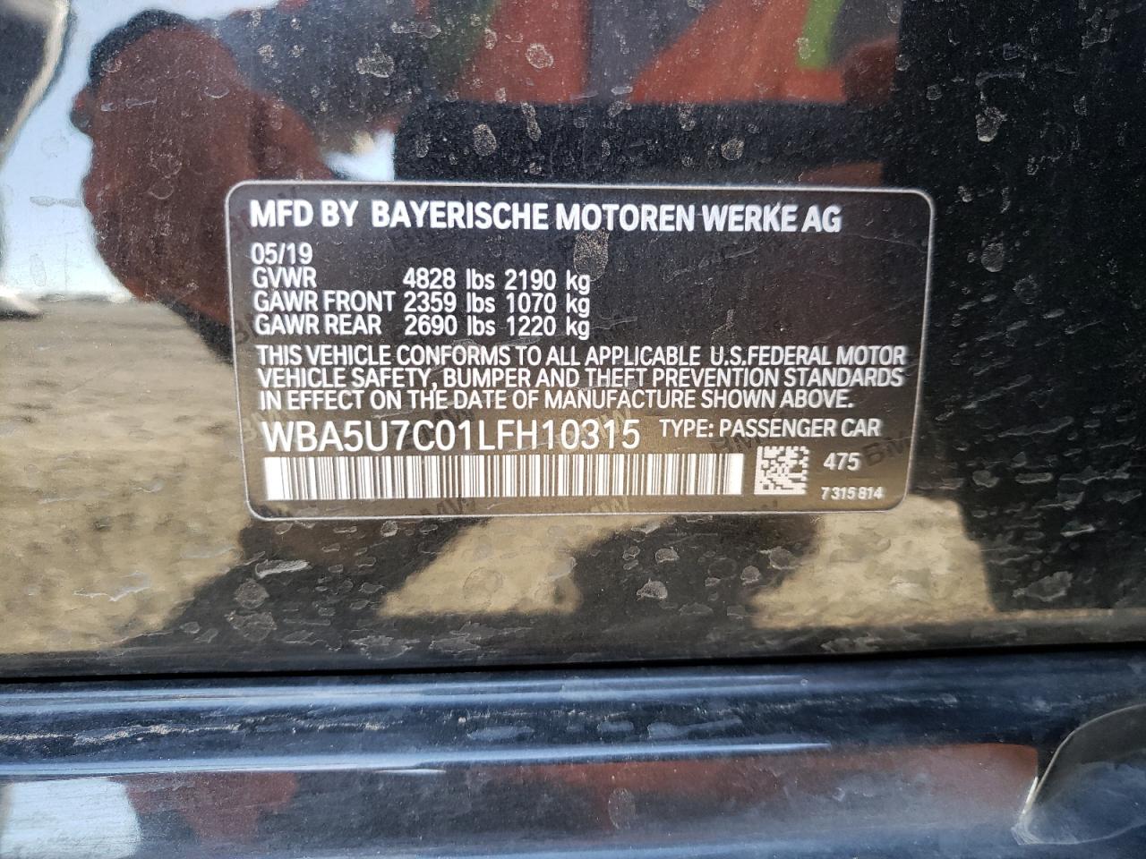 Photo 10 from auction – 2020 BMW M340I with VIN WBA5U7C01LFH10315