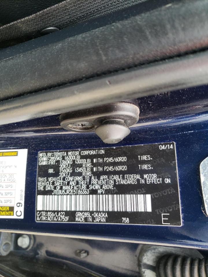 Photo 10 from auction – 2014 TOYOTA 4RUNNER SR with VIN JTEBU5JR2E5186363