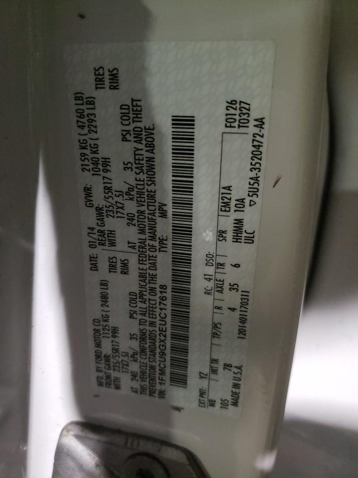 Photo 10 from auction – 2014 FORD ESCAPE SE with VIN 1FMCU9GX2EUC17618