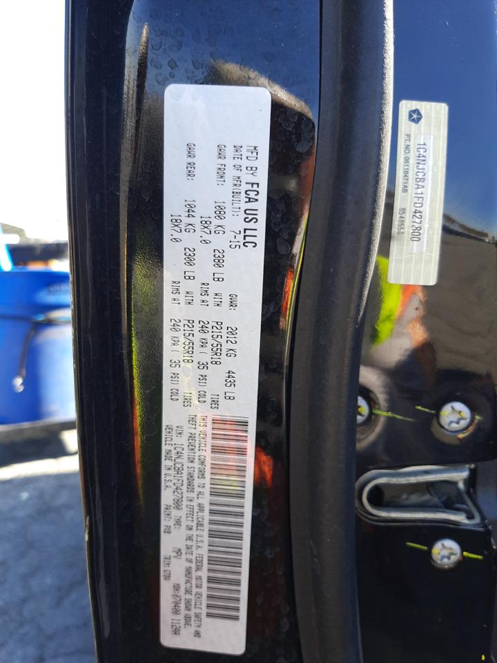 Photo 10 from auction – 2015 JEEP COMPASS SP with VIN 1C4NJCBA1FD427800