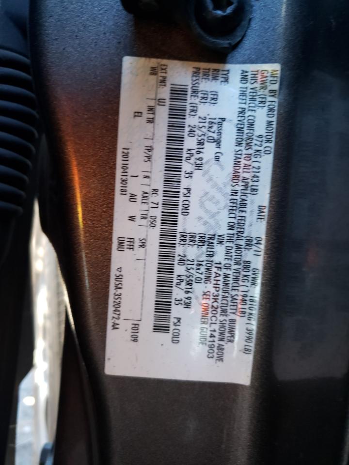 Photo 10 from auction – 2012 FORD FOCUS SE with VIN 1FAHP3K20CL141903