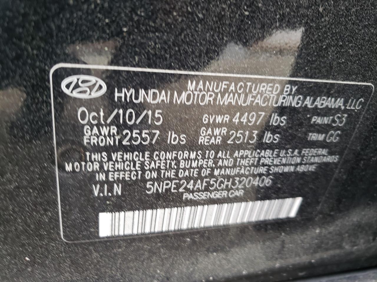 Photo 10 from auction – 2016 HYUNDAI SONATA SE with VIN 5NPE24AF5GH320406