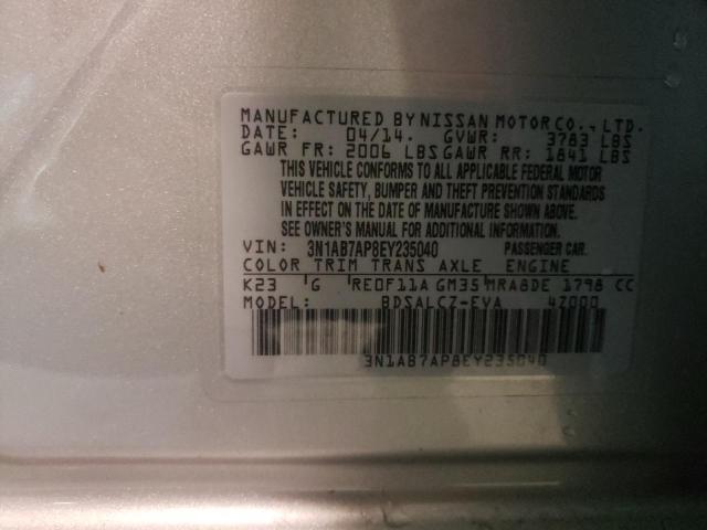 Photo 10 from auction – 2014 NISSAN SENTRA S with VIN 3N1AB7AP8EY235040