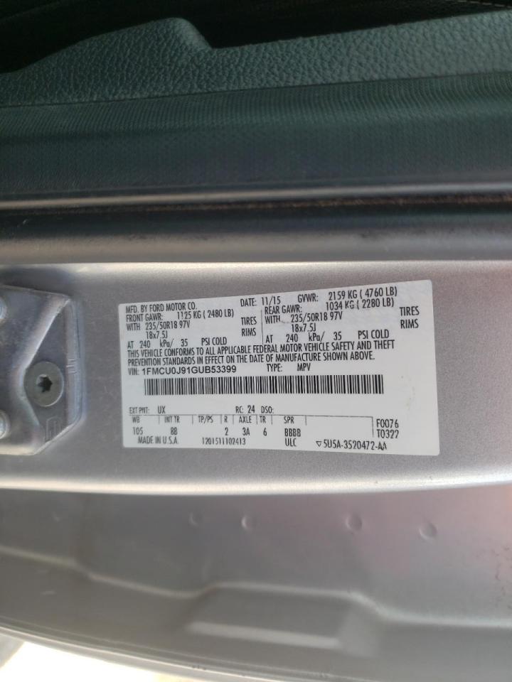 Photo 10 from auction – 2016 FORD ESCAPE TIT with VIN 1FMCU0J91GUB53399