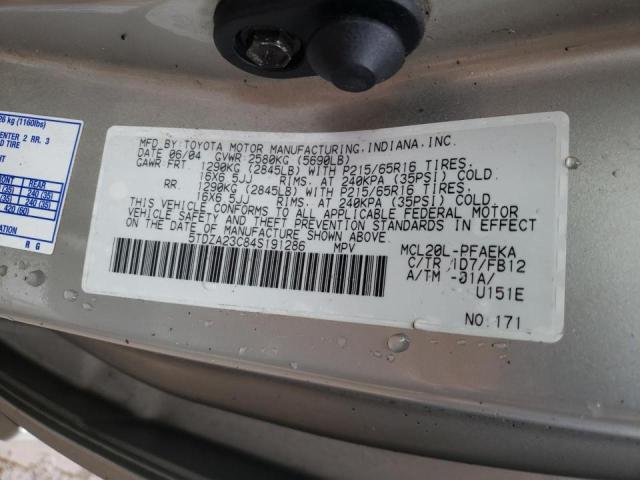 Photo 10 from auction – 2004 TOYOTA SIENNA with VIN 5TDZA23C84S191286