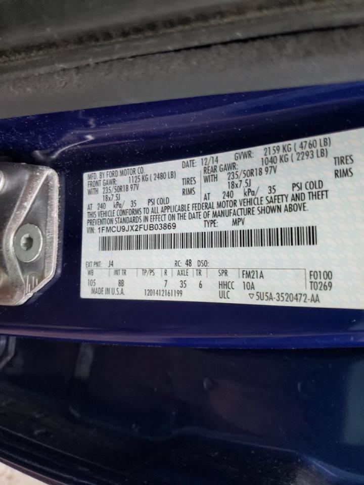 Photo 10 from auction – 2015 FORD ESCAPE TIT with VIN 1FMCU9JX2FUB03869