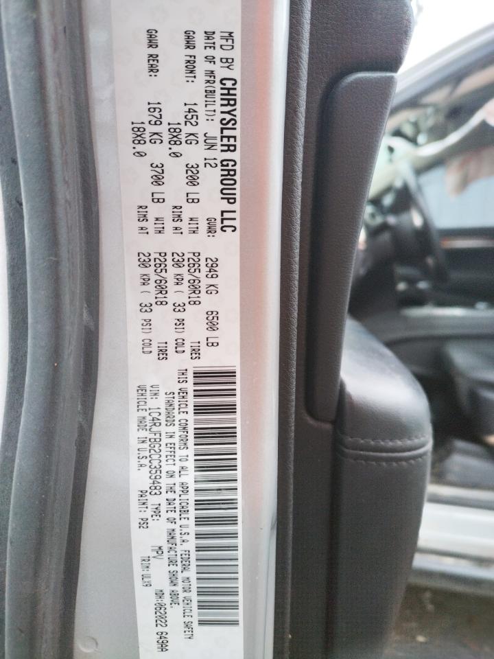 Photo 10 from auction – 2012 JEEP GRAND CHER with VIN 1C4RJFBG2CC359483