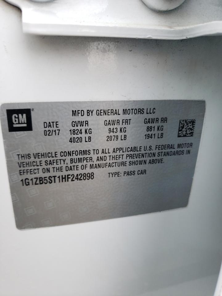 Photo 10 from auction – 2017 CHEVROLET MALIBU LS with VIN 1G1ZB5ST1HF242898
