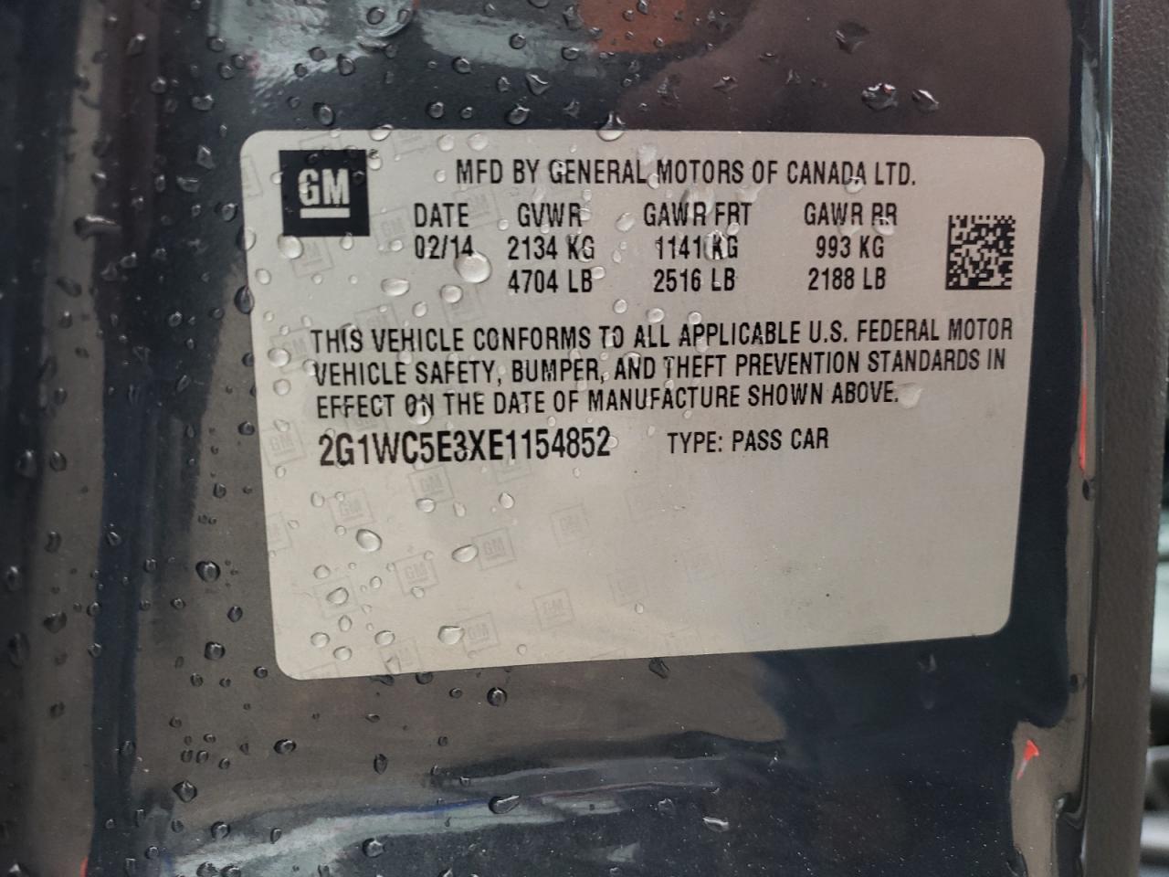 Photo 10 from auction – 2014 CHEVROLET IMPALA LIM with VIN 2G1WC5E3XE1154852