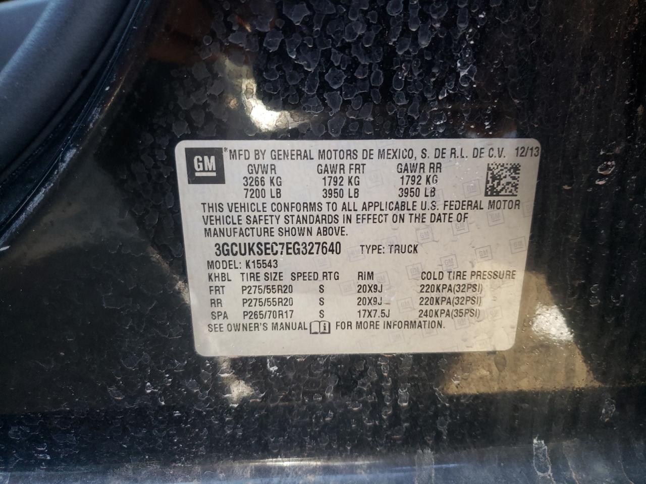 Photo 10 from auction – 2014 CHEVROLET SILVERADO with VIN 3GCUKSEC7EG327640