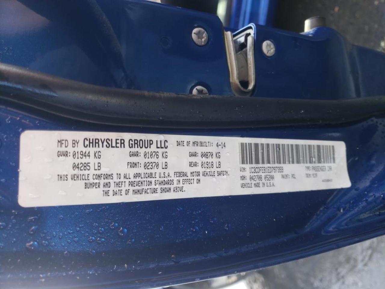 Photo 10 from auction – 2014 DODGE DART GT with VIN 1C3CDFEB1ED797359